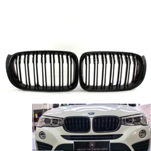 2 pezzi/set griglia anteriore doppia lamella nera lucida per BMW F25 X3 F26 X4 2015-17 griglia - Foto 1 di 7