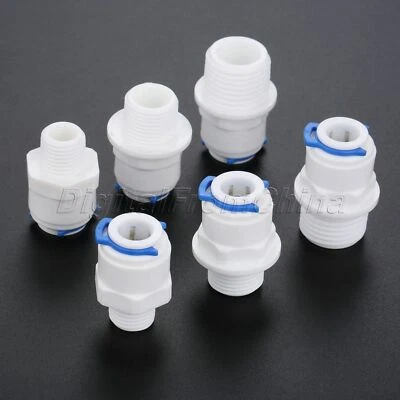 2x Male Thread Water Filters Purifier Reverse Osmosis RO Connector 3/8" OD Hose - Image 1 of 4