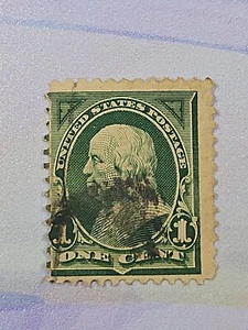 US Stamp Benjamin Franklin 1c Used Heavy Cancel 279 - Picture 1 of 2
