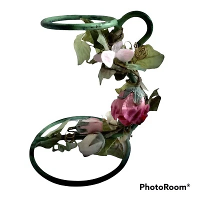 "Guirnalda de flores de imitación con soporte de luz de té de hierro forjado 6,5 x 5 x 5""" Foto 1 de 3