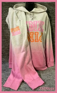 Victoria's Secret Rosa Ombre Dip Dye Campus Sudadera con Capucha + Pantalones Jogger Conjunto Gris XL - Imagen 1 de 11