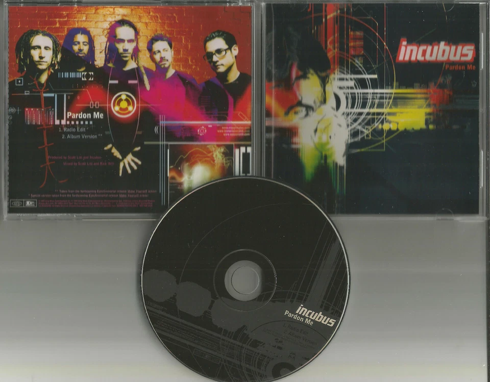 INCUBUS Pardon Me w/ RARE EDIT 1999 USA PROMO DJ CD single w/PRINTED LYRICS - Image 1 of 1