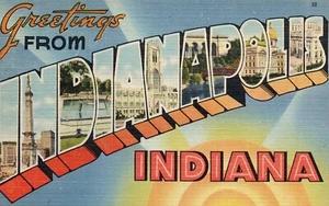 Greetings from Indianapolis Indiana Large Letter Indiana IN Vintage Postcard - Picture 1 of 2