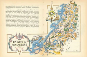 Trondheim and environs small pictorial map by Jacques Liozu. Norway 1952 - Picture 1 of 1