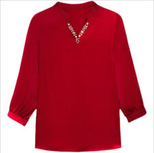 Glitter V-Neck Long Sleeve Tops & Shirts for Women