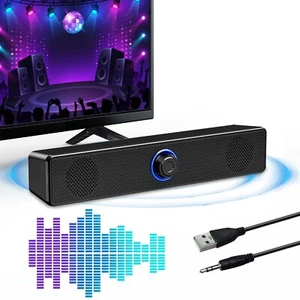Wired Computer Speakers Stereo Soundbar Bass 3.5mm Jack for PC Laptop Macbook - Picture 1 of 15