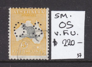 KANGAROO: 5/ YELLOW AND GREY SM WMK PERF SMALL OS F.USED - Picture 1 of 2