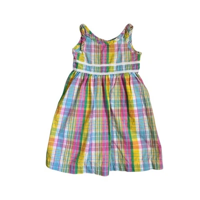 Vestido Lilly Pulitzer Vintage Niñas a Cuadros Botón Delantero Sin Mangas Rosa Verde 4T Foto 1 de 3