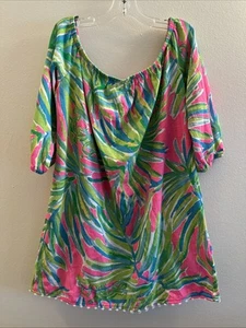 Lilly Pulitzer Girls 3/4 Sleeve A-Line Stretch Dress Multi  Size 4/5 Lizard Palm - Picture 1 of 6