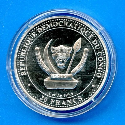 Moneda de plata de prueba Archaeopteryx 2021 República del Congo 20 francos 1 oz en estuche Foto 1 de 3