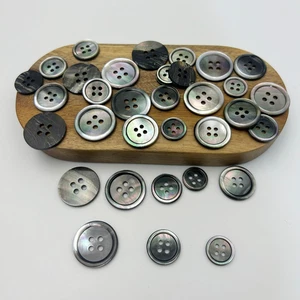 30 Pcs Natural Dark Gray Pearl Shell Buttons,Buttons for Sewing, 3 Size Set 12.5 - Picture 1 of 6
