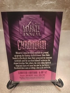 1995 Flair Marvel Annual Chromium Card #6 Of 12 Ghost Rider - Picture 1 of 2