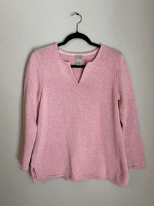 Women’s LL Bean Sweater Pastel Pink 100% Cotton M Regular Preppy Coastal Easter - Picture 1 of 8
