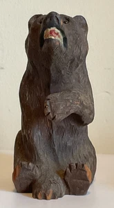Figurine Yosemite grizzly ours 1938 en bois sculpté avec yeux en verre - Rare trouvaille - Photo 1/7
