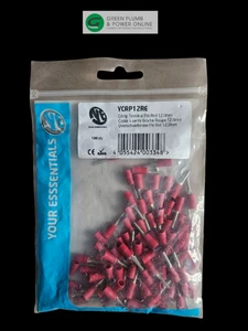 Terminal de pasador de crimpado aislado, 1,9 mm x 12 mm, 0,5 mm²-1,5 mm², 19A, paquete rojo de 100 - Imagen 1 de 1