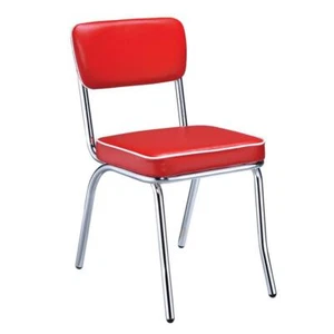 Retro Open Back Side Chairs Red and Chrome (Set of 2) - Picture 1 of 3