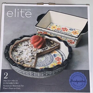 Gibson Elite Luxembourg NIB - 2-Piece Stoneware - Pie Dish and Baking Loaf Pan - Picture 1 of 2