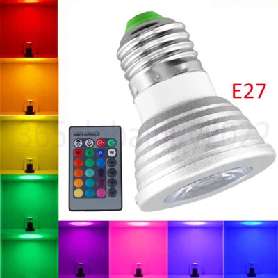 1-10X RGB E27 LED Light Bulbs Spotlight Colour Changing Down Light 4W W/ Remote - Image 1 of 4