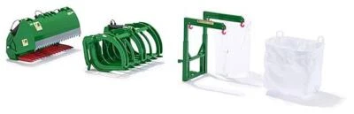 Wiking 7382 Front Loader Tools Set B John Deere Green Accessory Tractor 1:32 New - Image 1 of 2
