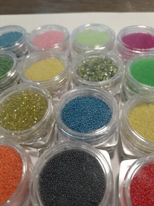 10 Jars multicolor tiny caviar mini ball MICRO BEAD NAIL ART ACRYLIC DECORATION - Picture 1 of 9