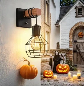 KINBEDY Farmhouse Wall Sconce , Rustic Wall Sconces Vintage Black Wall Light - Picture 1 of 3