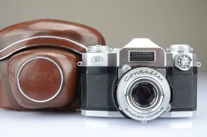 Contaflex Super Zeiss Ikon Carl Zeiss Tessar 50mm f:2,8 + Borsa Germany 1960s - Foto 1 di 23