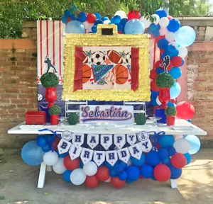 Sport Deportes Compleanno Piñata Pull string Hit decorazione pinata stick festa - Foto 1 di 8
