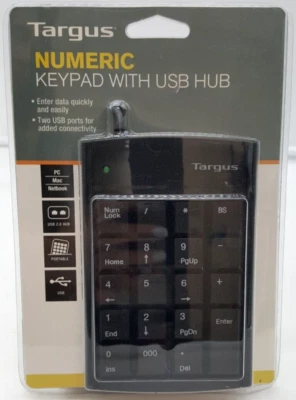 TARGUS NUMERIC KEYPAD 2 PORT USB HUB PAUK10U- New Sealed - Image 1 of 4