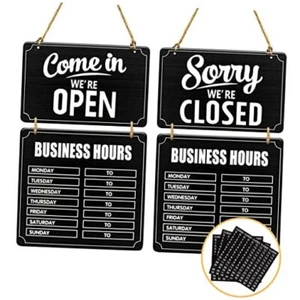 Business Hours Sign, Hanging Open and Closed Sign, Store Hours Signs for BLACK - Picture 1 of 8