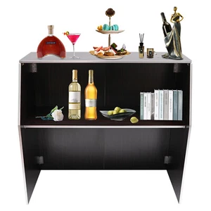 Modern Free Standing Bar Cabinet Black Brown Portable Foldable Event Bar - Picture 1 of 14