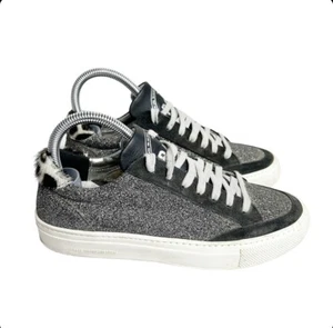P448 Sneakers Shoes Womens 38 EU 7.5 US Suede Gray GLITTER SPARKLE - Picture 1 of 9