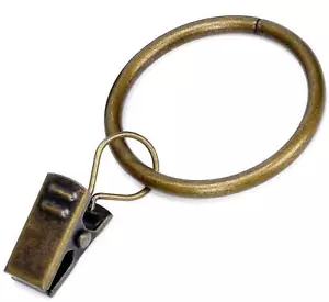 Curtain Rings with Clip - Set of 28Interior I.D-1.26-28set Antique Brass - Picture 1 of 4