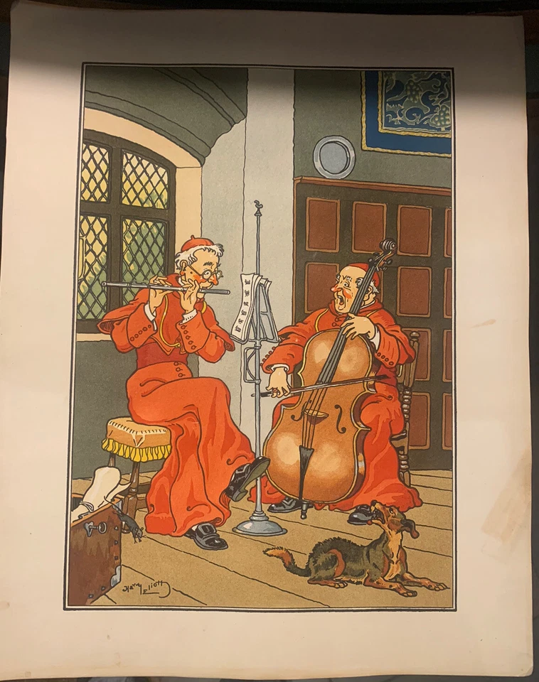 HARRY ELIOTT.LITHO/POCHOIR.SCÈNE AVEC MOINES.CIRCA 1940. - Photo 1/1