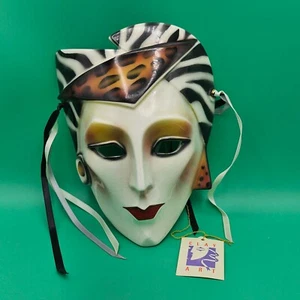 Máscara de cerámica vintage Ary Art SF EE. UU. 1988 Mardi Gras hecha a mano 1/50 con etiqueta en muy buen estado+ - Imagen 1 de 6