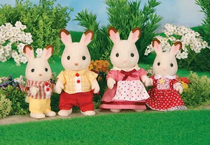 NEW SYLVANIAN FAMILIES 4150 Chocolate Rabbit Family - set of 4 - Adults 8cm - Picture 1 of 1