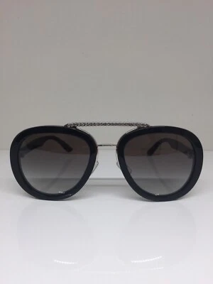 Nuevas Gafas de sol auténticas Miu Miu SMU 05V C. 141-5O0 negras y plateadas 53-22 mm Italia Foto 1 de 4