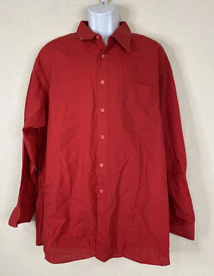 Camisa De Colección Italo Mondo Hombres Talla Grande 18 Roja Abotonada Manga Larga Bolsillo Foto 1 de 4