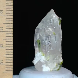 Green Tourmaline Elbaite on Quartz point crystal natural mineral specimen 96.5ct - Bild 1 von 9