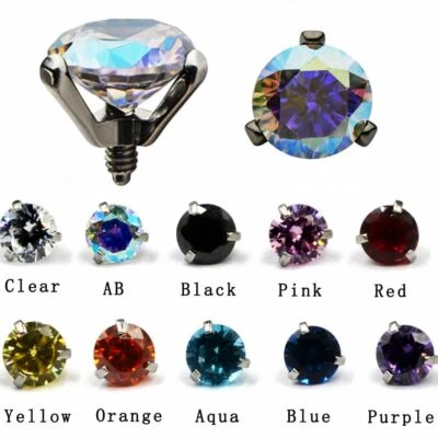 Piercings micro dérmicos de acero quirúrgico de 1 pieza piercing de buceo de cristal joyería para mujer Foto 1 de 4