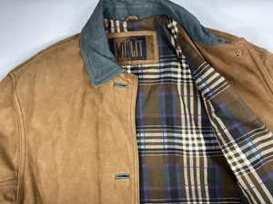 Winlit Vintage Leather Jacket Brown w/Green LeatherTrim Oversized Pockets Medium - Picture 1 of 18