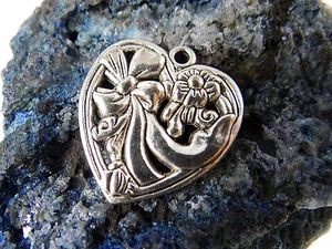 Colgante corazón de filigrana bucle 28x26mm metal colgante corazón plata A-154 - Imagen 1 de 2
