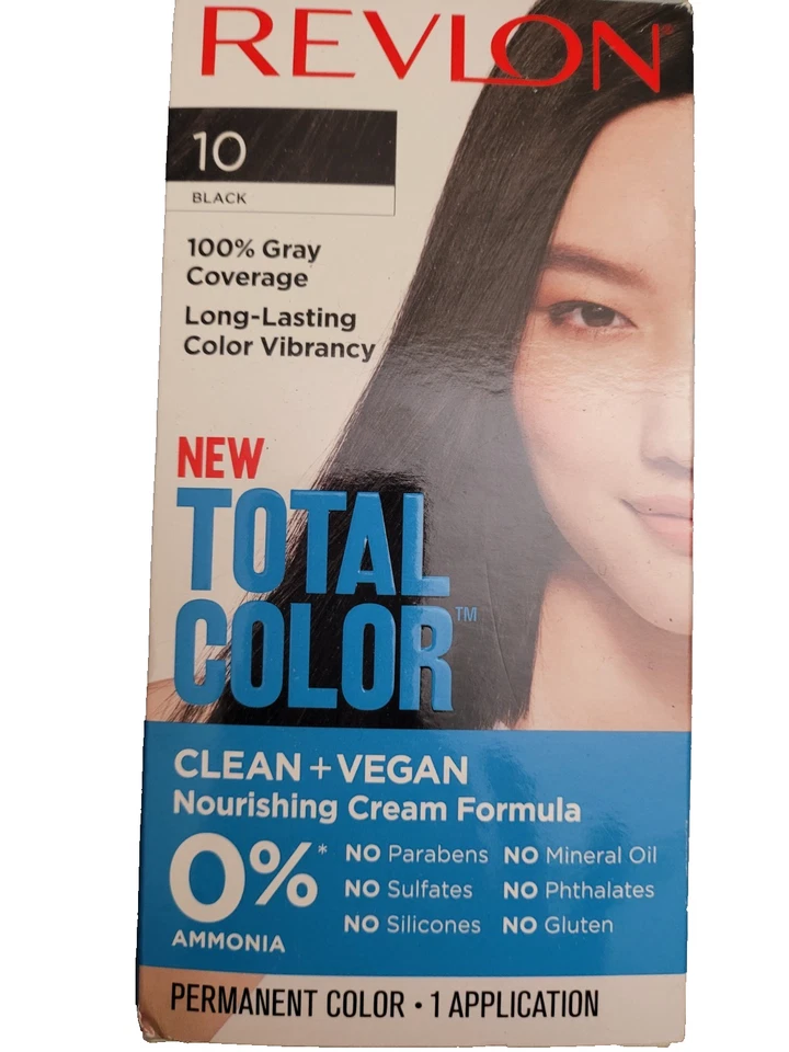 Revlon Total Color Clean Vegan10 Black Hair Dye 100 Gray Coverage