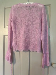 Zara Super Feminine Pink Long Sleeved Lace Top Size 10 - Picture 1 of 3