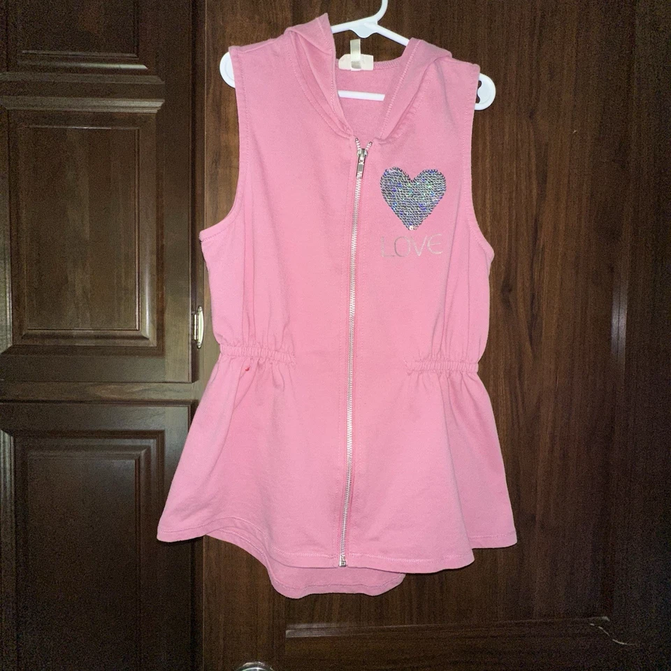 Chaqueta Top Autoestima Niñas Rosa Mediana Con Capucha Sin Mangas Cremallera Completa  Foto 1 de 4