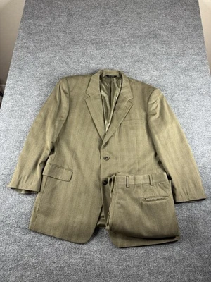 Jos A Bank 46 40x28 Marrón Rayas 100% Lana Hombre Chaqueta Pantalones Traje Firma Foto 1 de 4