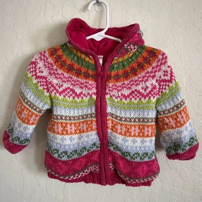 Cárdigan tejido vintage Y2K Baby Gap colorido arco iris isla justa cremallera 6-12 meses Foto 1 de 4