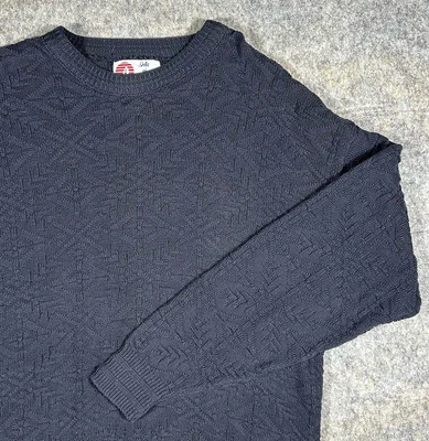Isle Of Cotton Fishermen Sweater Men’s Large Navy Blue Pullover Crew Geometric - Image 1 of 4