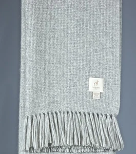 INALPACA PERU GRAU gewebt 70 % Baby Alpaka Fransen Überwurf Decke 52"x68" - Bild 1 von 2