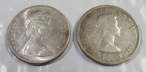 2 Canadian Dollar Coins 1960 & 1967 - 80% Silver - Picture 1 of 3