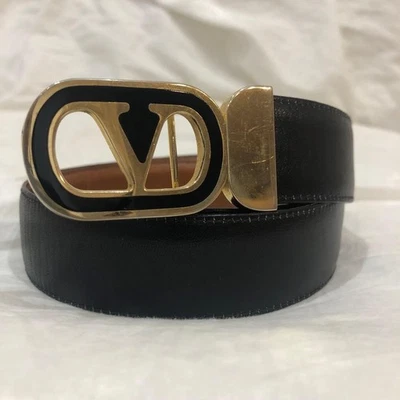 Женский ремень Valentino Gala Vani черный кожаный с логотипом пряжка ограниченный выпуск VHTF Po - Изображение 1 из 4